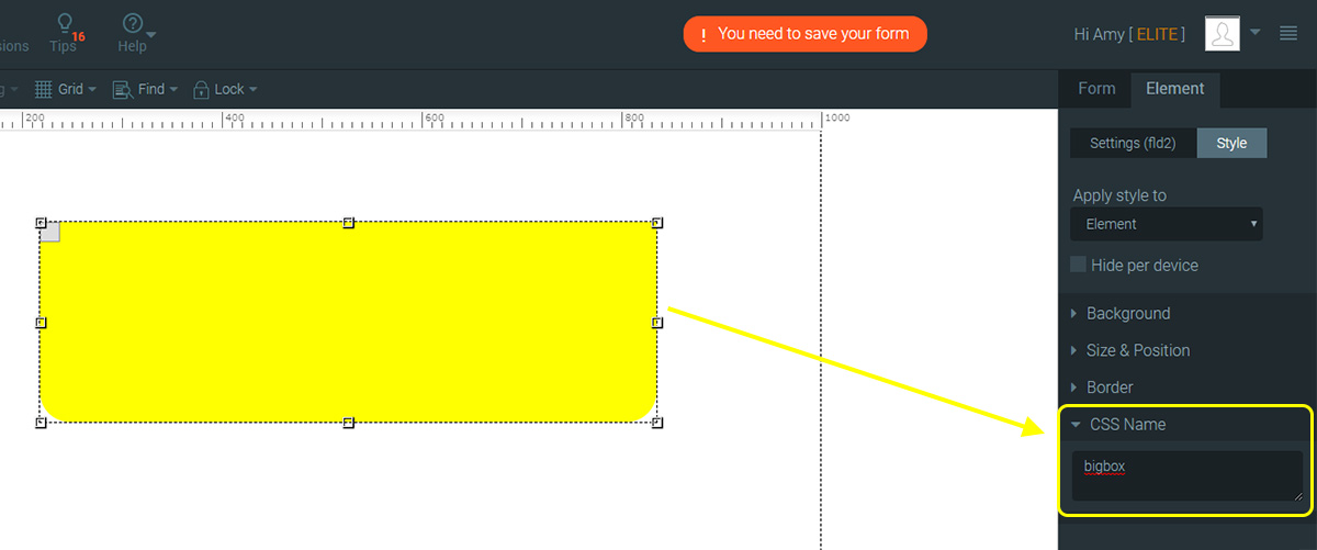 Custom class name for section